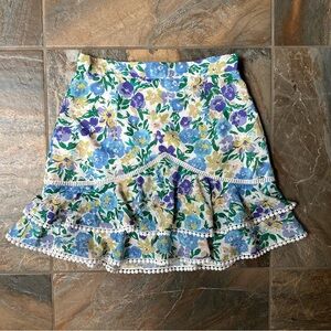 Showpo Floral Ruffle Mini Skirt in Blue, Purple, Yellow, Green